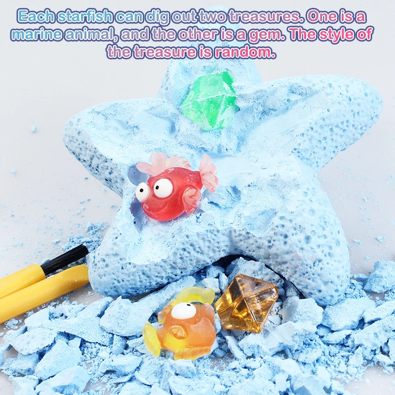 Starfish Marine Life Gemstone Dig Kit Archaeological Excavation Toy Children Science Kit Handmade Toys For Boy Girl Gifts