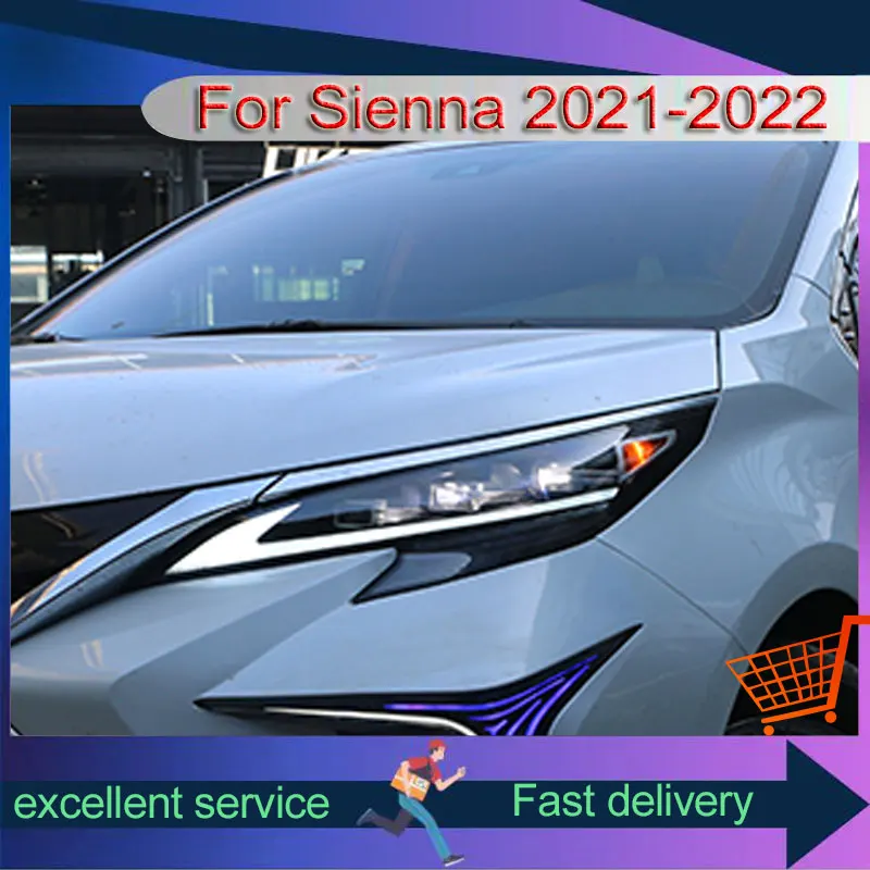 

Стайлинг автомобиля для Toyota 2021-2023, Sienna, Φ DRL, передняя лампа, задний свет, вращение, фотообъектив, автомобильные аксессуары