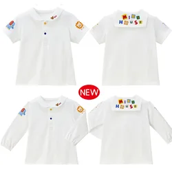 Kids Long Sleeved Shirts Boys Short Sleeved Shirt Cute Tops  Korean Blouses  White Blouse Baby  Clothes Camisas  Boys Clothing