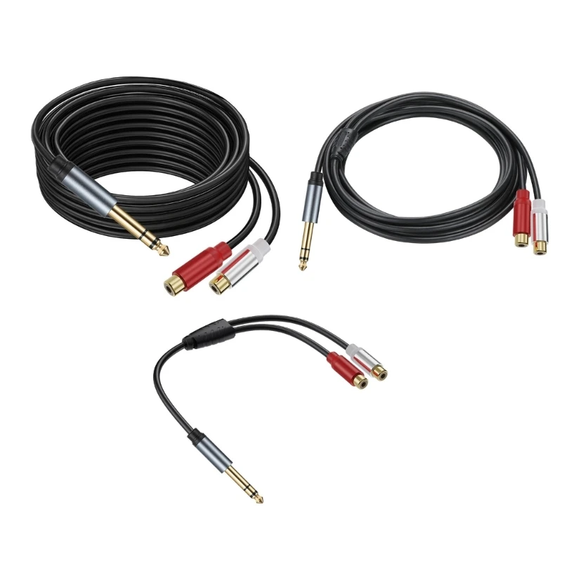 6.35mm to 2RCA Cable, Gold plated 6.35mm 1/4inch Male to 2RCA Female Splitter Auditory Adapter Cable