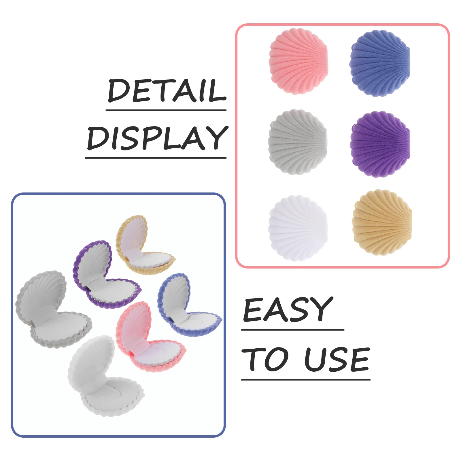 

6 Pcs Storage Jewelry Case Box Velvet Shell Earring Necklace ganizer Case Display Container Accessories Holder