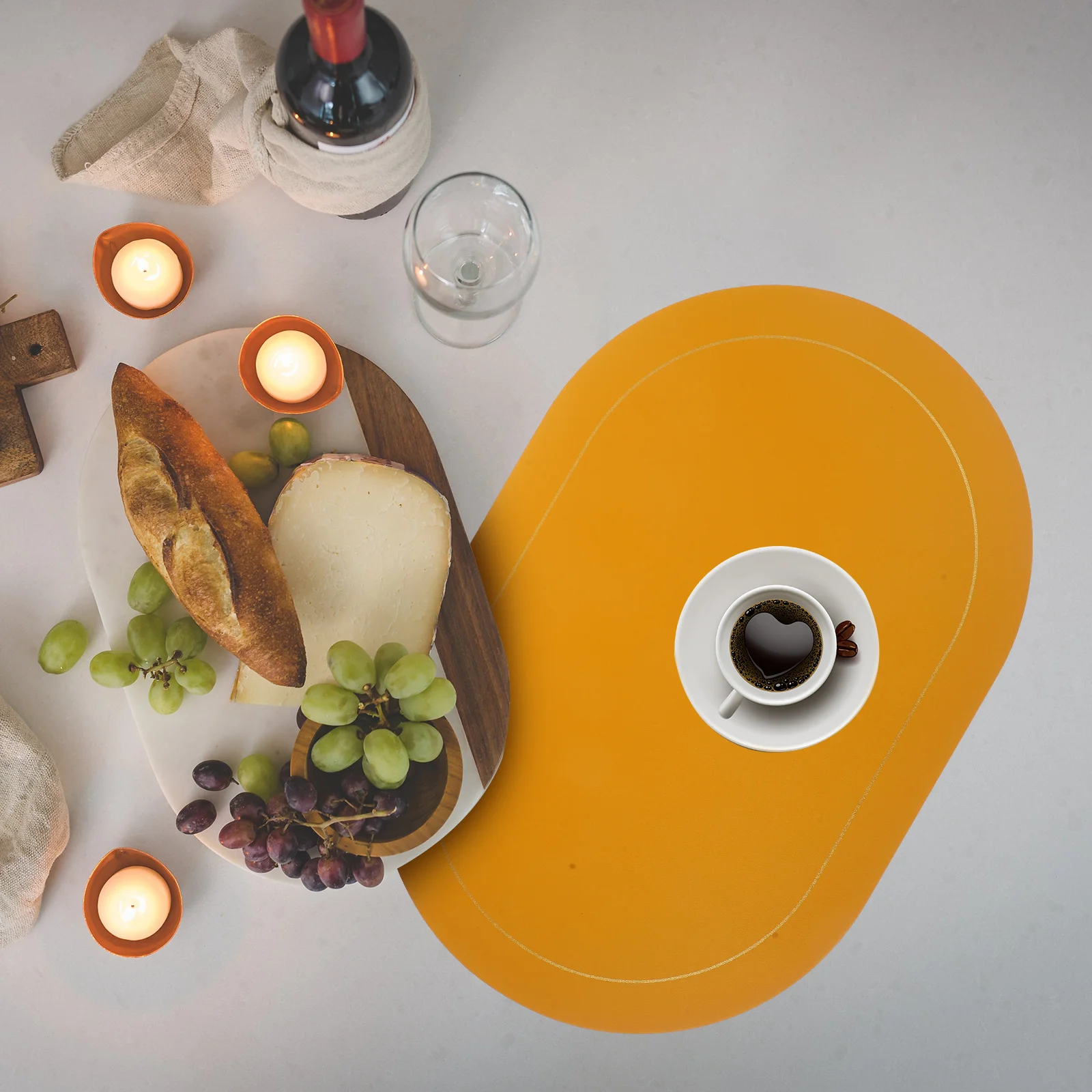 

6Pcs Heat Resistant Dining Table Placemats PU Table Mats Protective Decorative Accessories for Home Restaurant Use