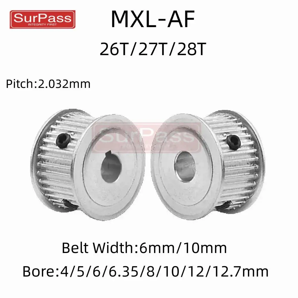 AF Type 26T/27T/28Teeth MXL Timing Pulley Bore 4/5/6/6.35/8/10/12/12.7mm for 6/10mm Width Belt Used In Linear Pulley