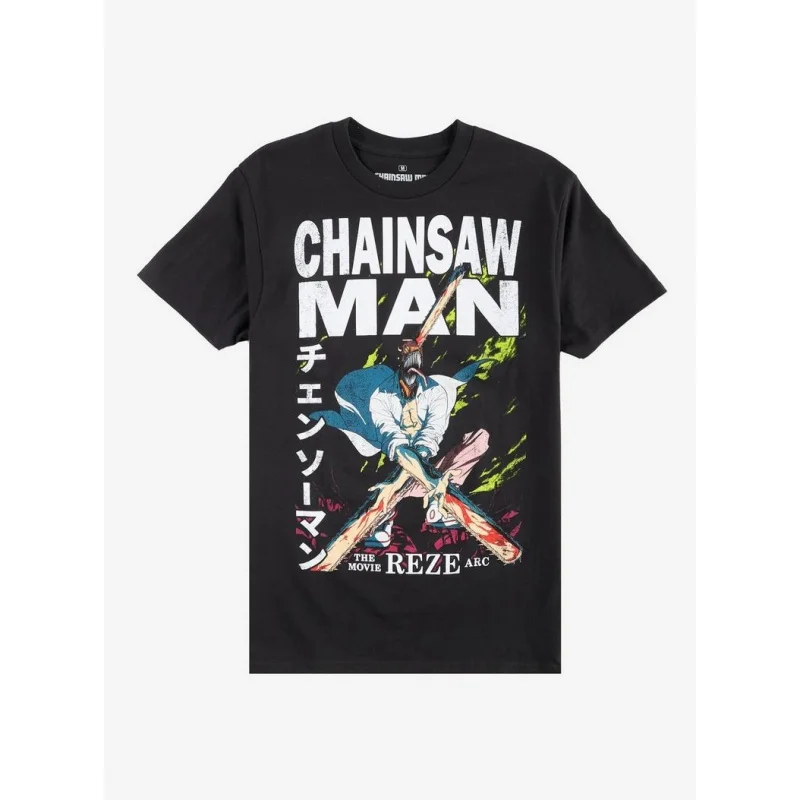 

Denji Chainsaw Man Anime Gift t shirt 0326 DEVIL HUNTER Graphic Tee 100% cotton print clothing Y2K clothes Large size Tops