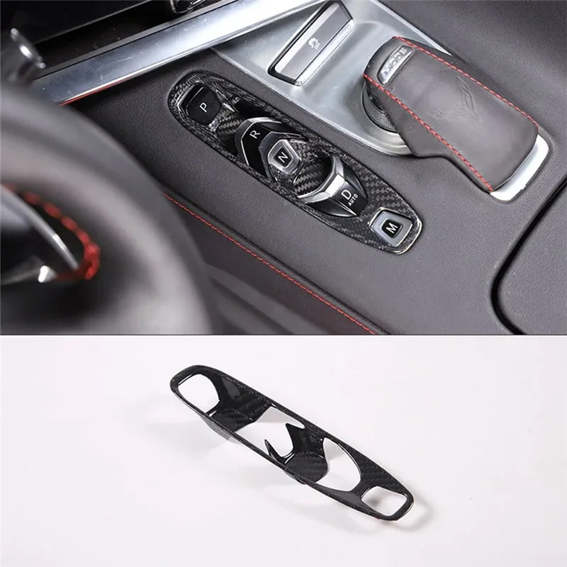 

A13F-Real Hard Carbon Fiber For Corvette C8 2020-2023 Car Console Gear Shift Button Sticker Accessories