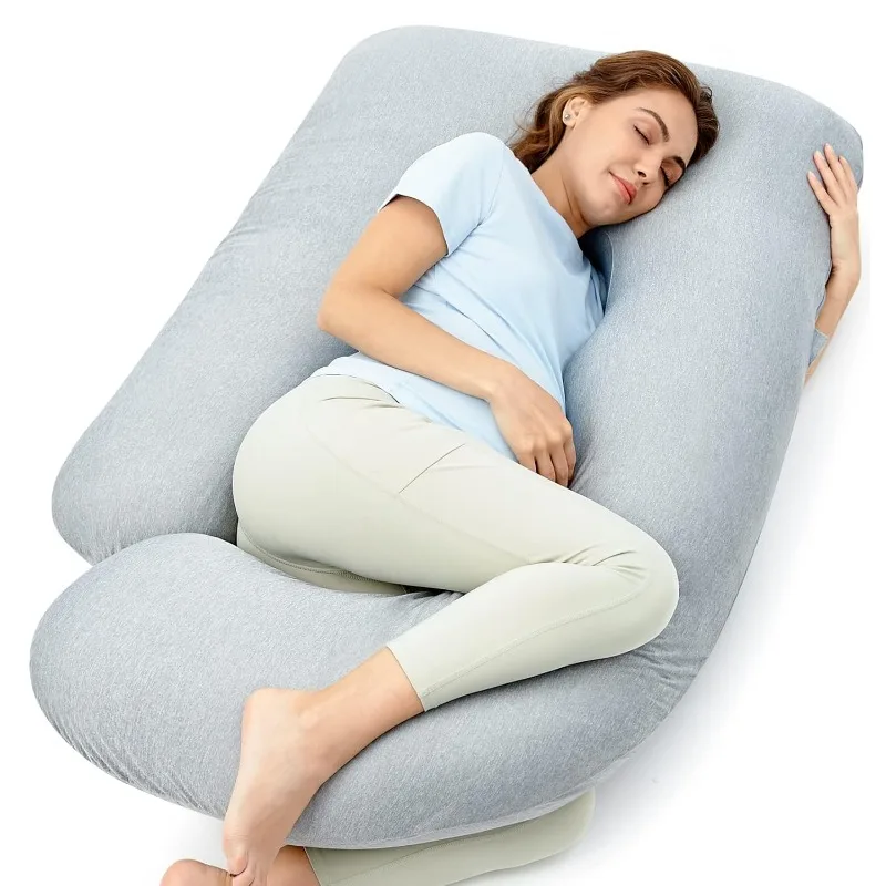 Pregnancy Pillows with Cooling Cover, U-Shaped Full Body Maternity Pillow for Side Sleepers 57 Inch - Support for Back