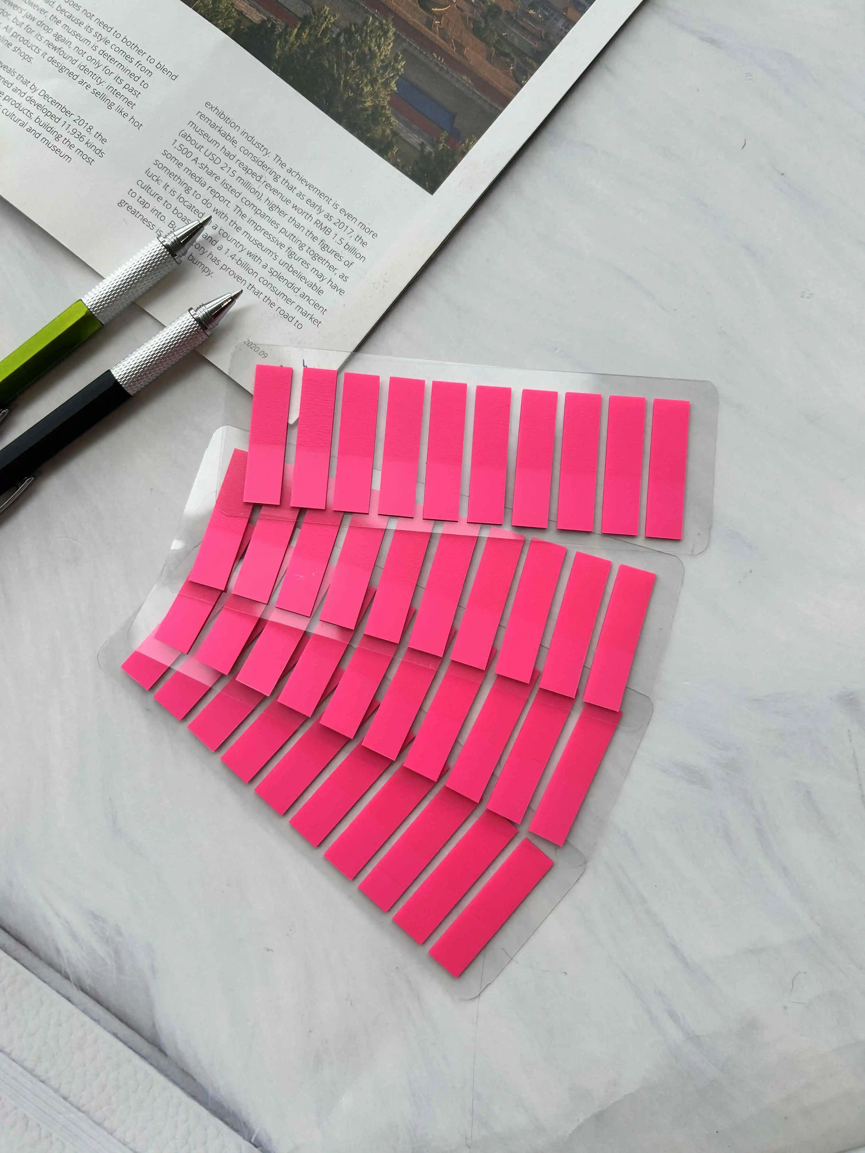 800Pcs of European vintage fluorescent PET transparent marked ten mixed colors for organization recording Suitable for office