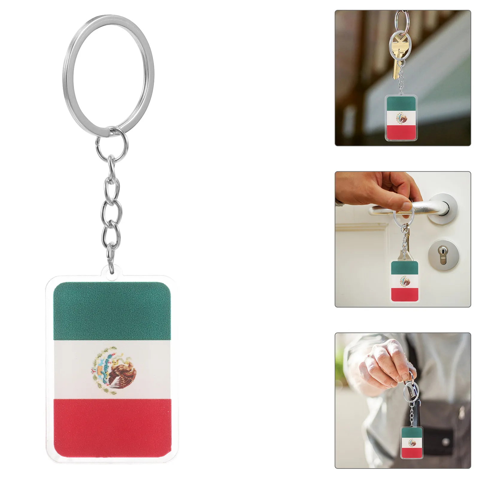 12Pcs Football Mexico Flag Keychains Acrylic Souvenir Soccer Game Mexican Flag Bag Decoration Travel Keyring Soccer Fan Gift