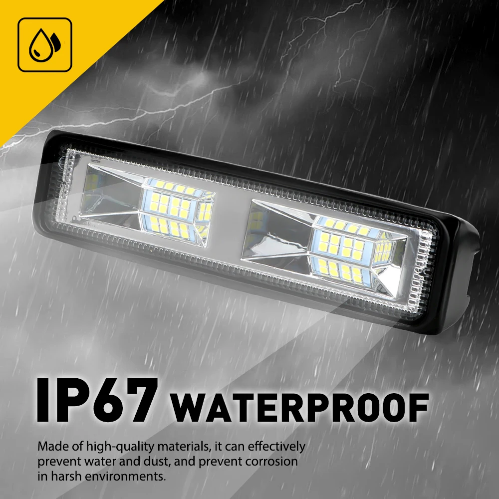 2Pcs 48W 6inch Car LED Headlight Work Light 12V 24V for Motorcycle Truck Boat Tractor Trailer Offroad Working Light Spotlight
