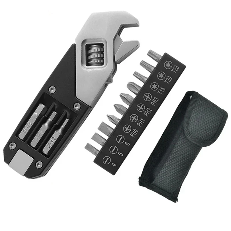 

Adjustable Wrench Replaceable Screwdriver Head Portable Household Tool Set Kit With Storage Bag