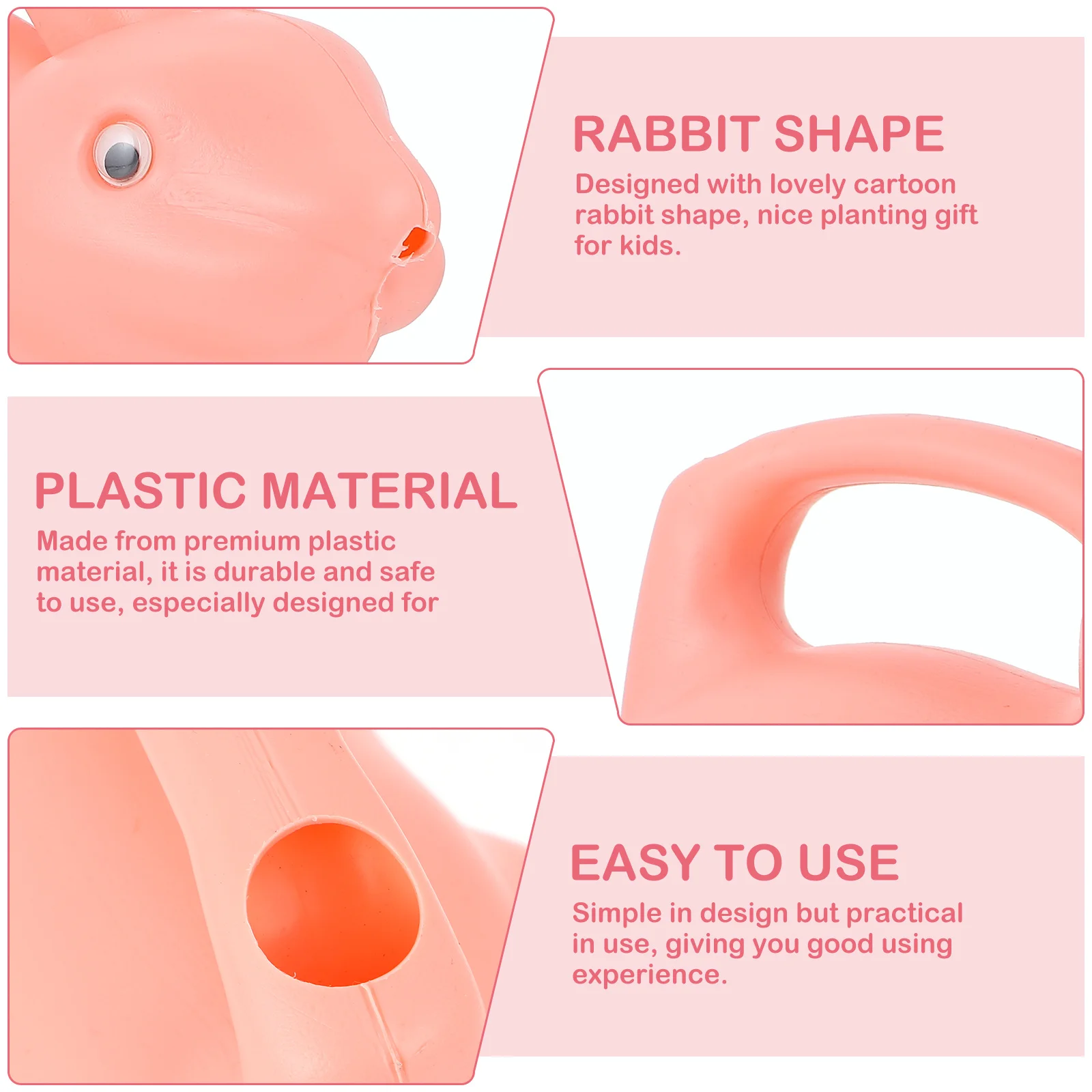 

Cartoon Watering Can with Bunny Design Kids Safe Plastic Garden Watering Kettle Energy Saving Handle for Children Delicate Water