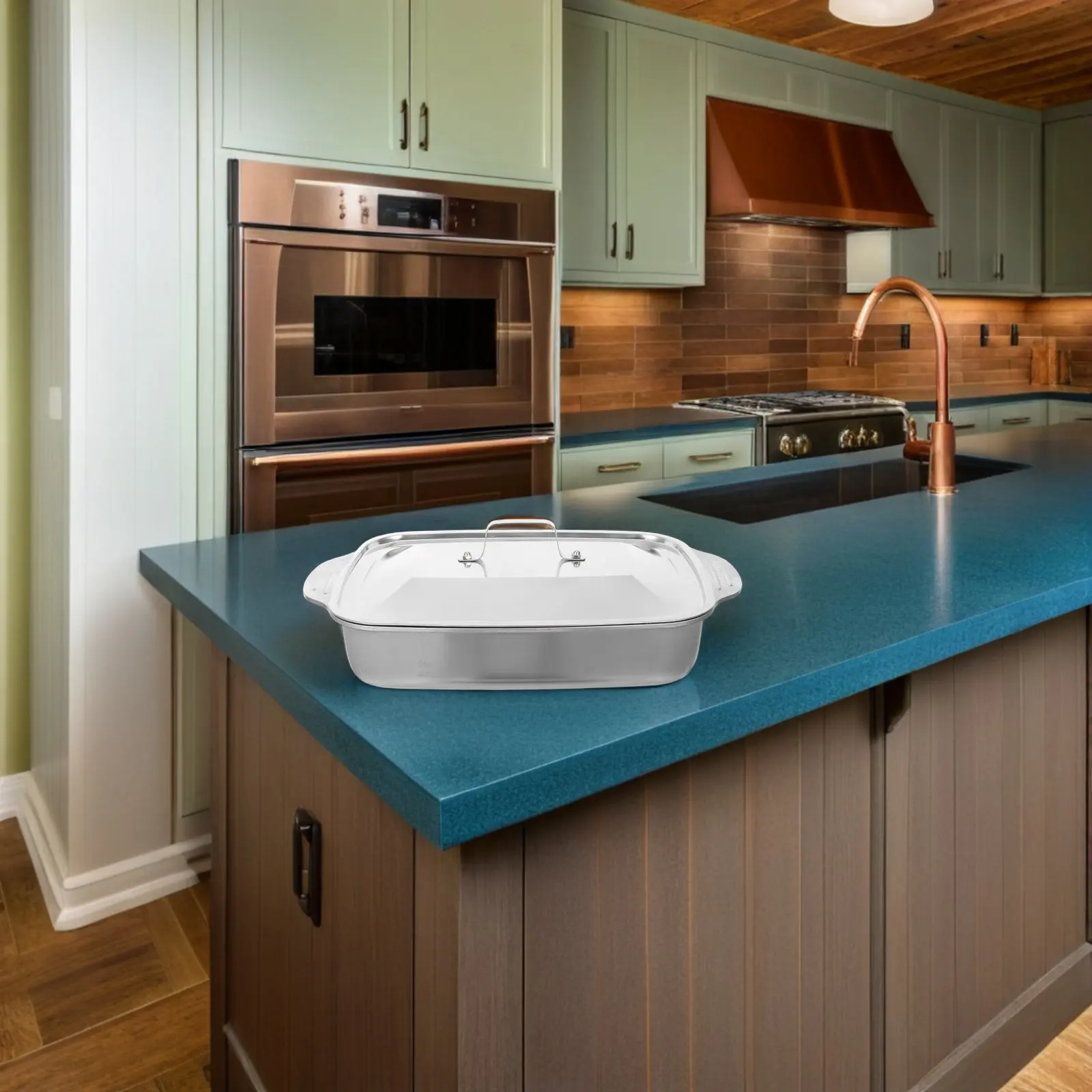 

Набор из 1 прямоугольного глубокого противня из нержавеющей стали для запекания, гриля, приготовления на пару (рыба), универсальный, совместим с индукционными плитами