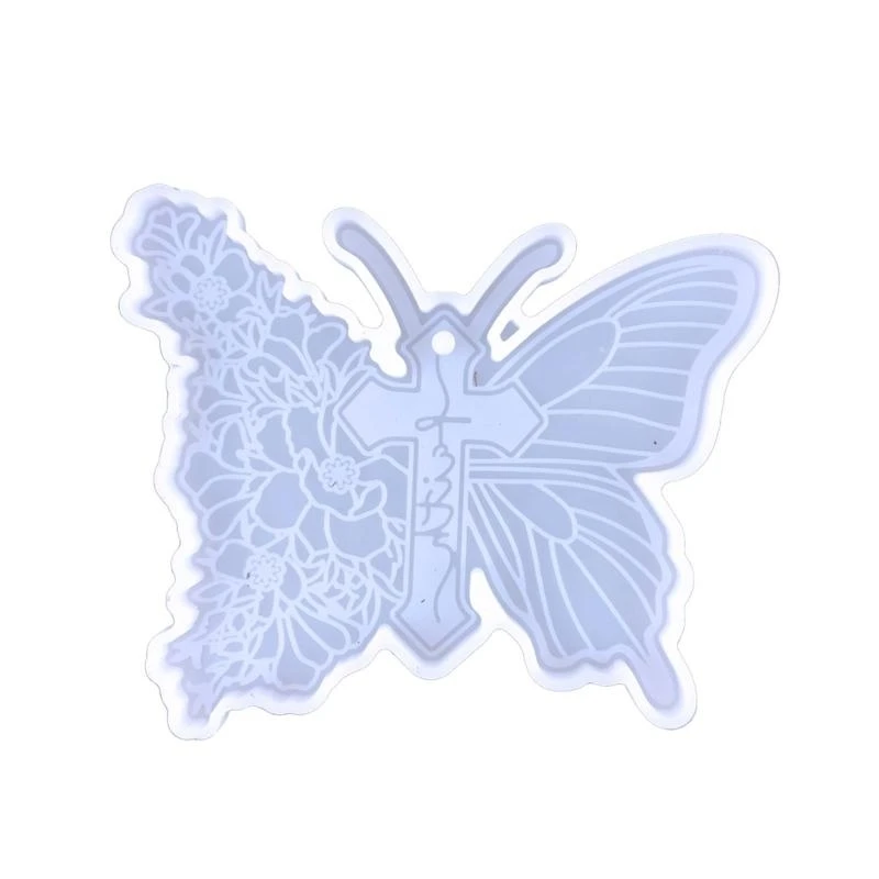 

Shiny Keychain Resin Mold Crucifix-Butterfly Silicone Casting Molds for DIY Keychain Pendant Decoration Homemade Earring