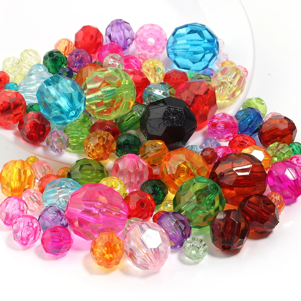 6-20mm Colored Acrylic Multi-faceted Corner Beads For Jewelry Making Loose Spacer Beads DIY Fashion Bracelets Earrings Wholesale