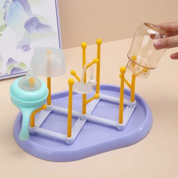 아기 젖병 건조 랙, 휴대용 젖병 건조 홀더, 모유 수유 펌프용 14 랙, 병 청소 건조기 배수구