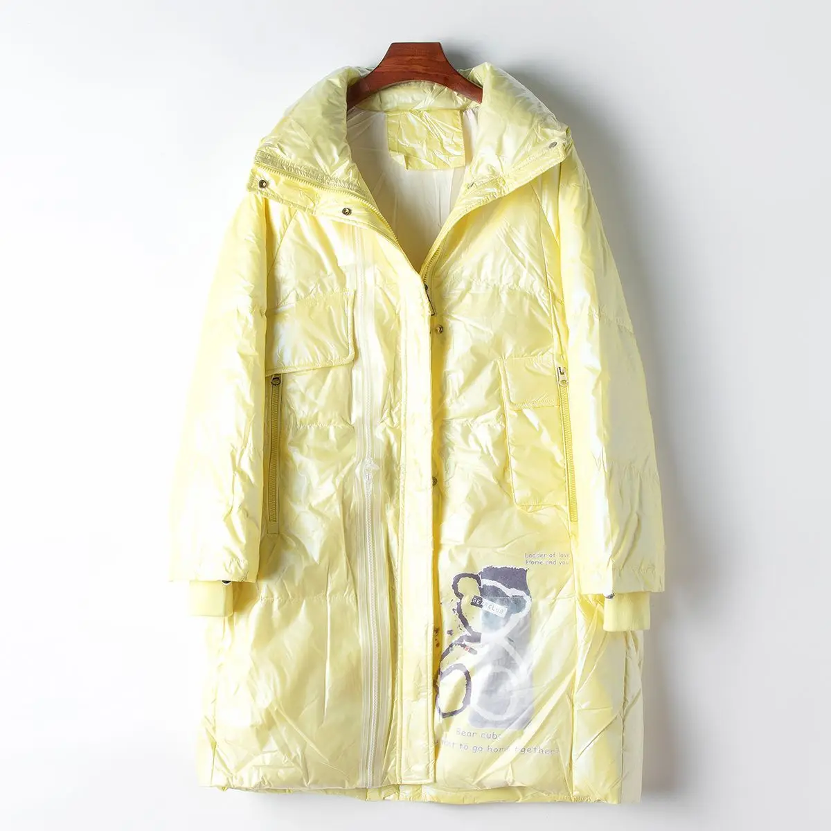 Live streaming goods 2024 spring 90 white duck down jacket, new casual loose oversized jacket for women