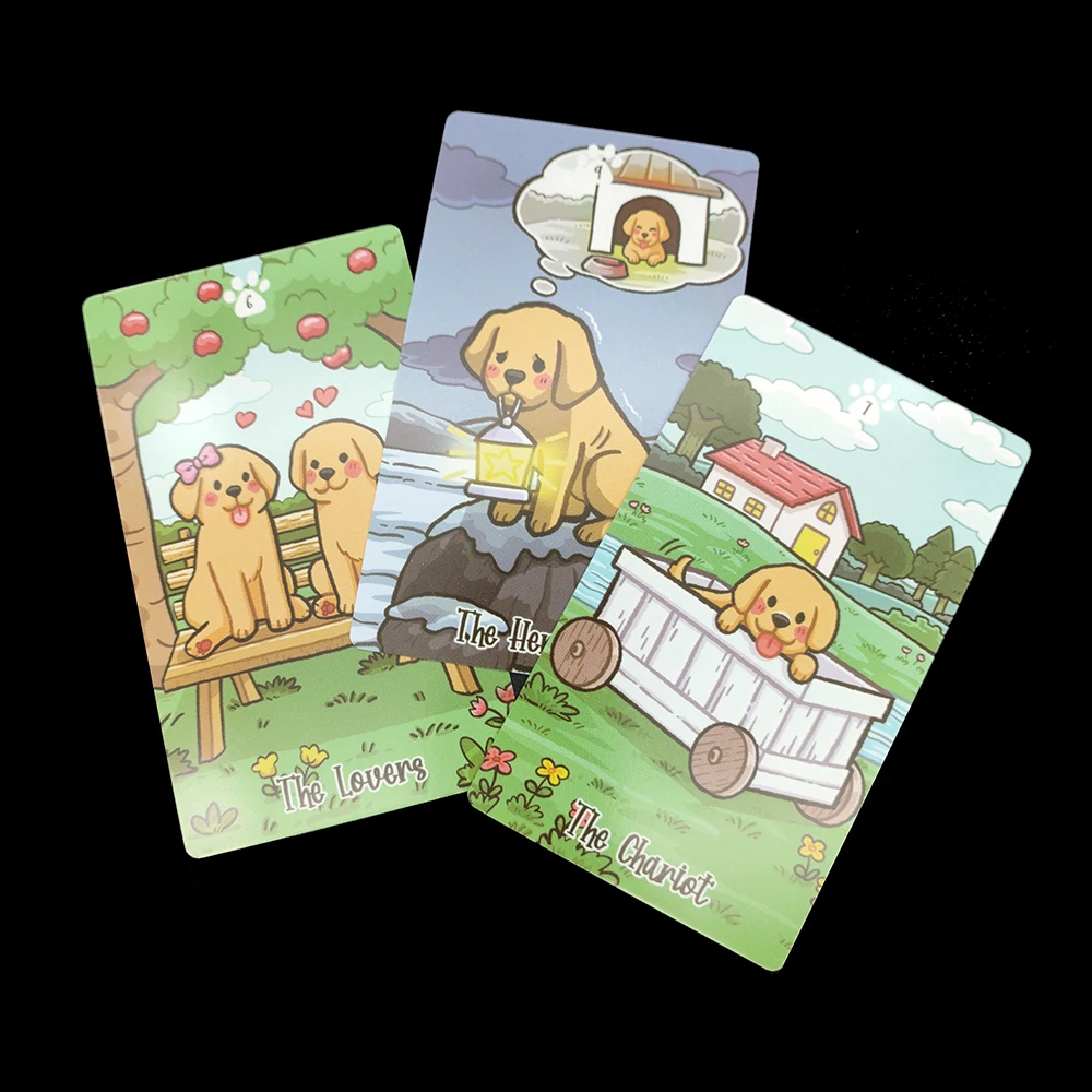 12cm x 7cm labradski Tarot wróżbiarski z kartami tarota o tematyce szczeniaka, które sprawią, że twoje serce się roztopi