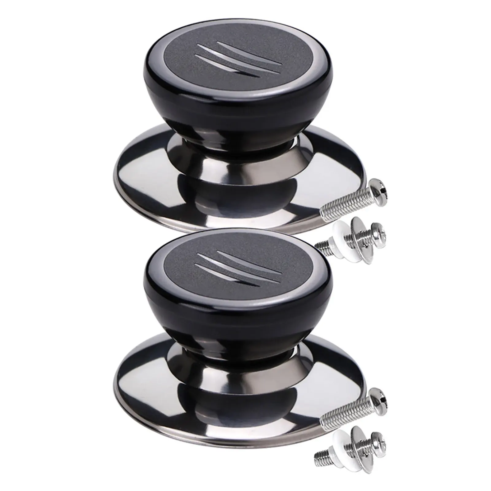 2pcs Heavy Duty Pot Lid Knobs – Metal Anti-Scald Comfort Grip Handles with Wide Base & High Load Capacity