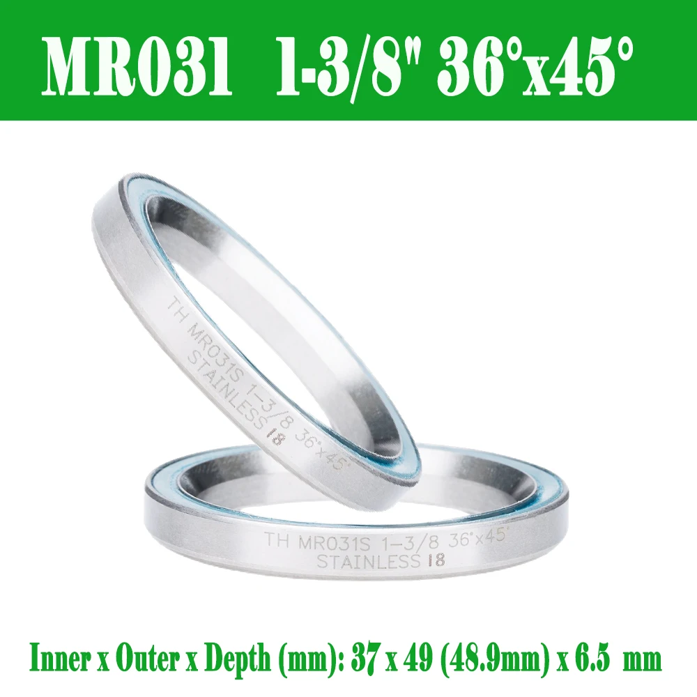 

2PC MR031 1-3/8" 36°x45° Angular Contact Bicycle Bearing 37 x 49 (48.9mm) x 6.5 mm Bowl Bearings