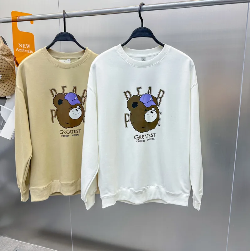 

Модный свитшот с мультяшным принтом медведя, повседневная универсальная осенне-зимняя мужская одежда, одинаковые свободные толстовки для пар