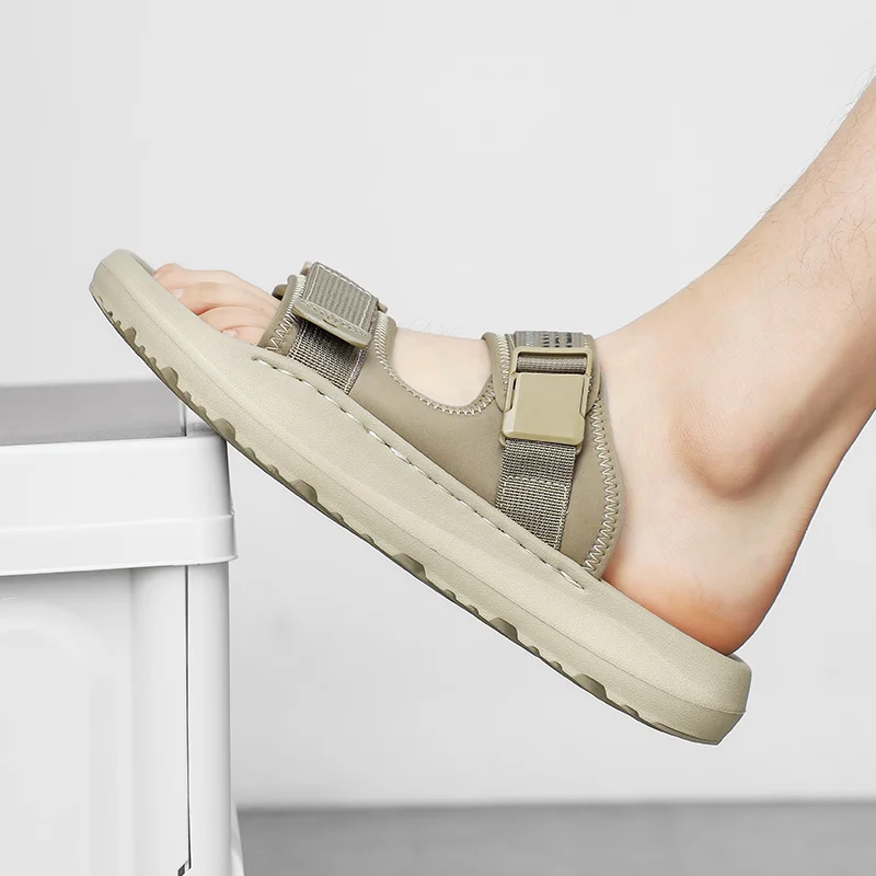 

Регулируемые тапочки для мужчин, шлепанцы, сандалии без шнуровки, мягкая удобная летняя повседневная обувь, пляжная обувь, дышащая обувь высотой 3 см