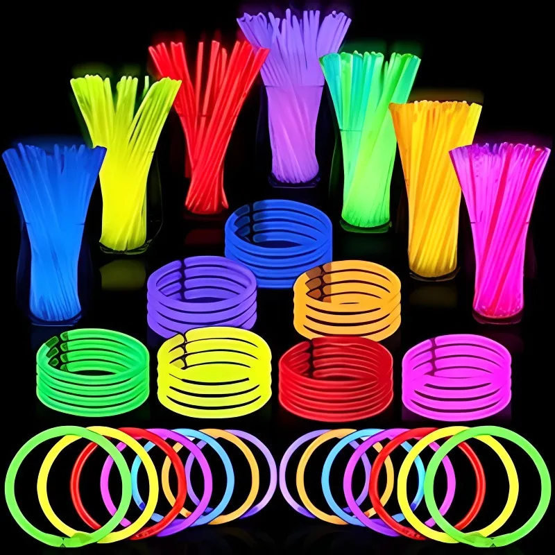 Glow Sticks Party Fluorescence Light DIY Glowing Bracelet Necklace Neon Heer Tube Dark Light Xmas Birthday Wedding Party Gifts