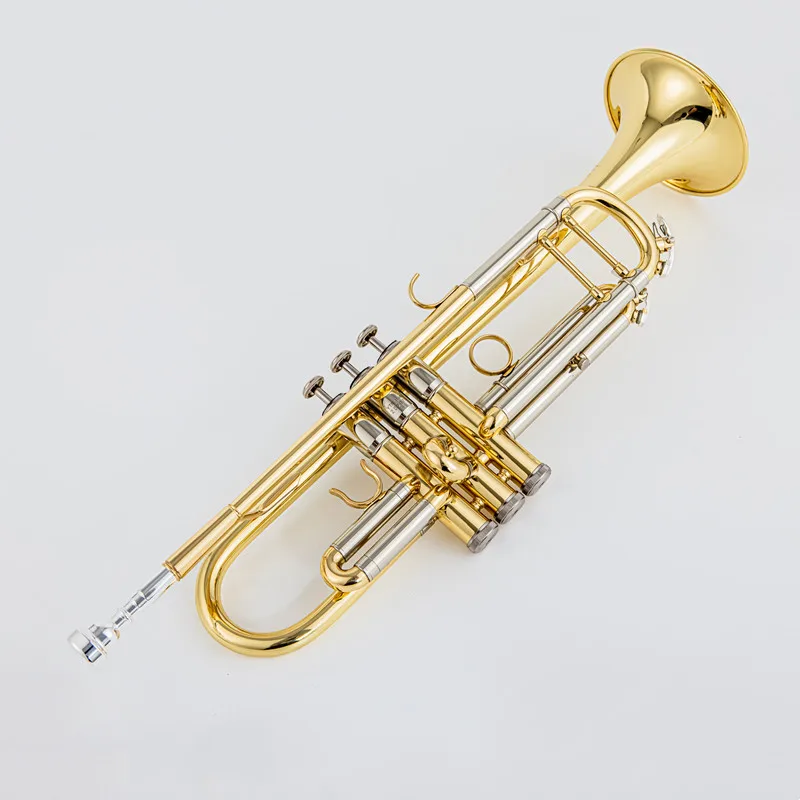 Bb Flat Brass Trompete banhado a prata, trompete profissional, instrumentos musicais com estojo de couro, feito no Japão, qualid