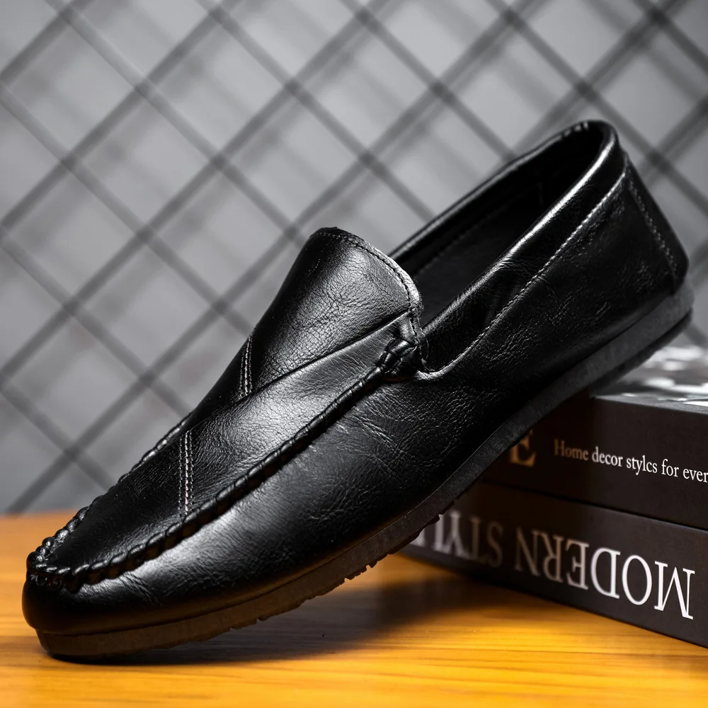 Fashion Men Shoes Genuine Leather Casual Shoes Men Loafers Luxury Male Slip on Driving Footwear Moccasins Man Light Soft Flats