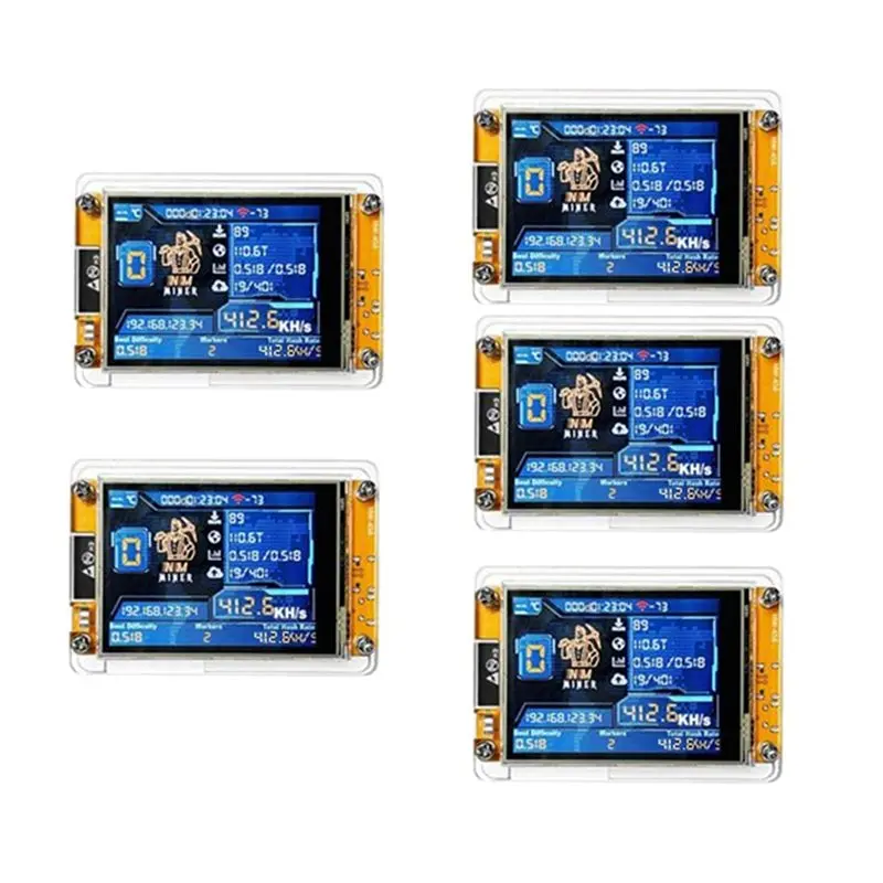 

ABXN-ESP32-2432S028R DROOM Bitcoin Nerdminer V2 5Pcs Set Of ESP32 2.8 Inch Display 411KH/S Hashrate For Crypto Solo Lottery Mine