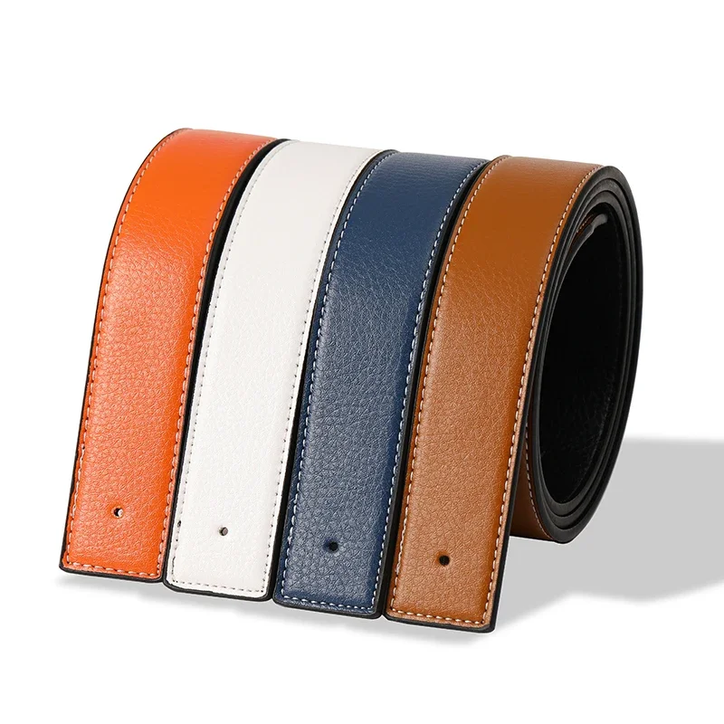 High-Quality Adjustable Strap, 3.8cm PU Leather No-Buckle Belt - Unisex Smooth Pin Fastening Waistband for Men & Women