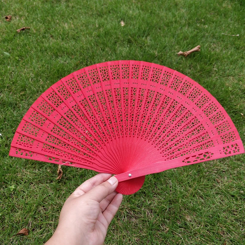 1PC Fashion Wedding Hand Fragrant Party Carved Bamboo Folding Fan Chinese Wooden Fan Vintage Hollow Antiquity Folding Fan