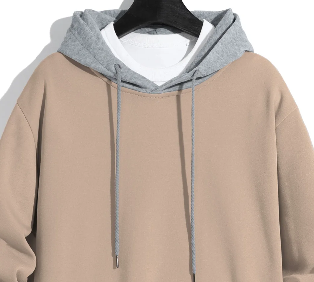 Men\'s solid color hooded hoodie light fleece hoodie long sleeve hooded sports hoodie