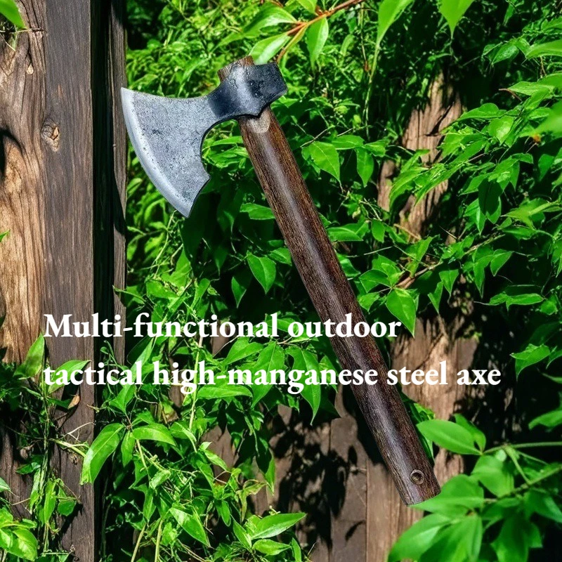 Outdoor Logging Axe Manganese Steel Wide-bladed Axe Multi-functional Outdoor Camping Firewood Chopping Tree Felling Tool