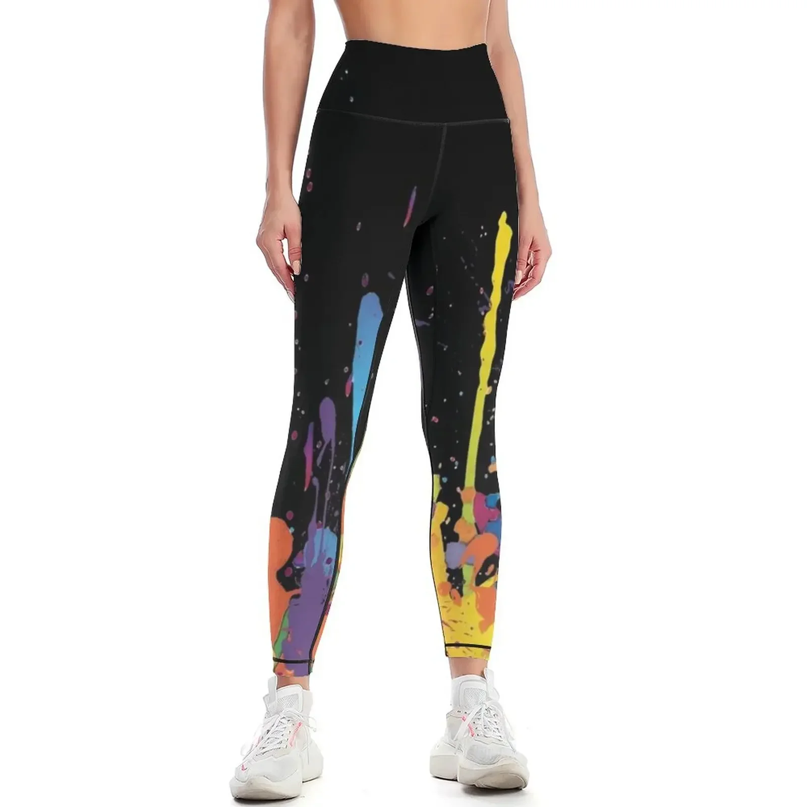 

Crazy multicolored running SPLASHES horizontal Leggings Women's trousers Women's fitness gym clothing Womens Leggings