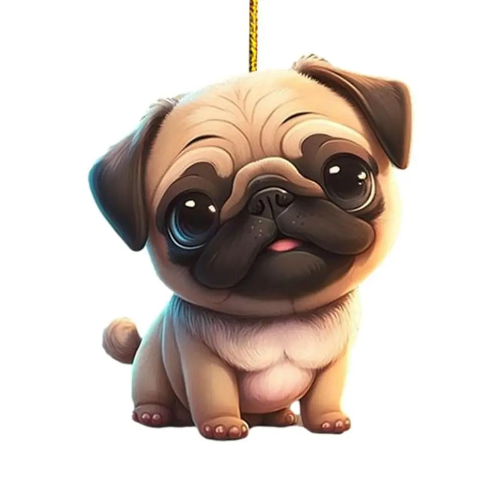

2D Dog Christmas Tree Hanging Pendants Cartoon Decorative Cartoon Dog Car Pendant Hanging Acrylic Dog Christmas Tree Charms Door