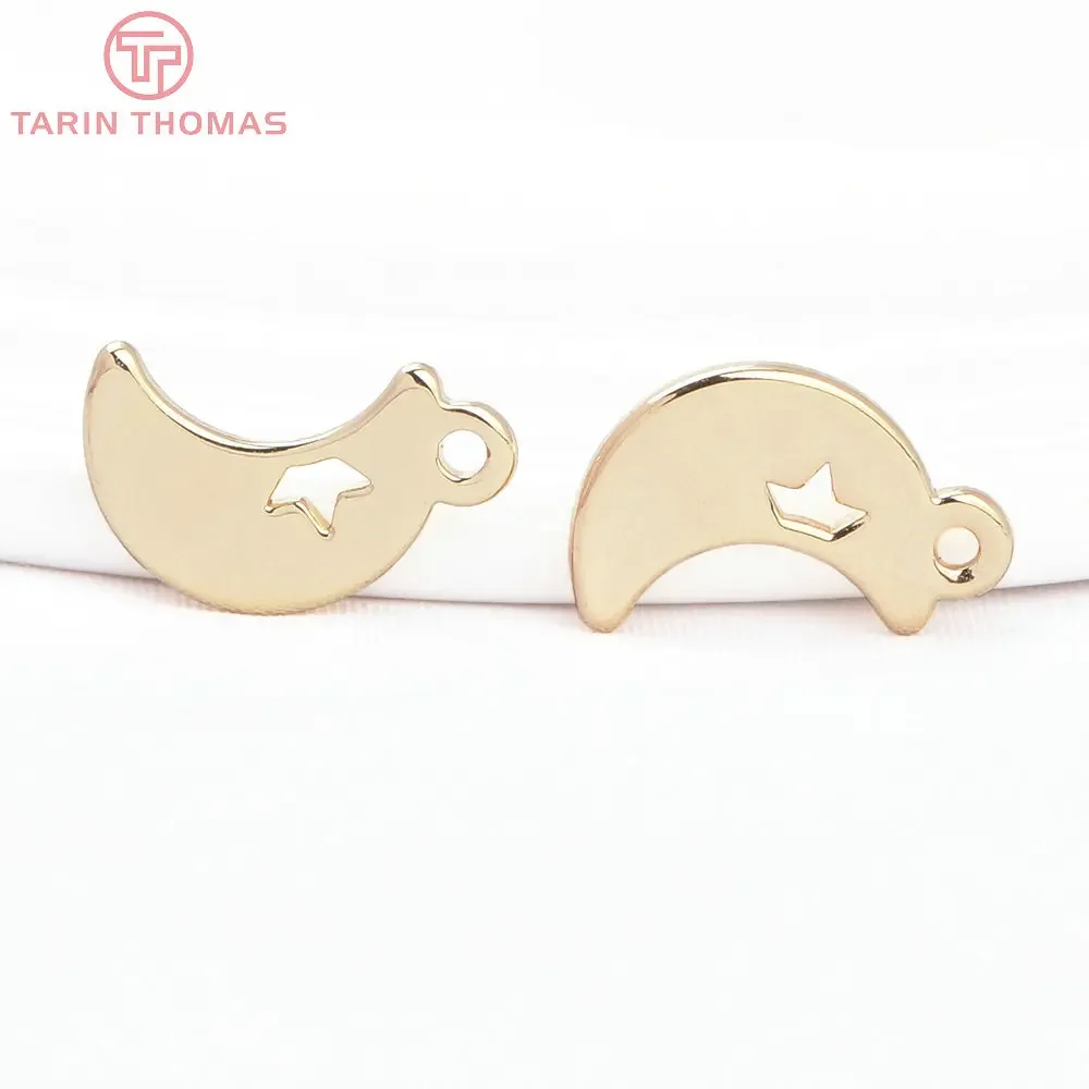 

(1136)10PCS 7.5x12.5MM 24K Gold Color Brass Moon Shaped Pendants High Quality DIY Jewelry Making Findings Accessories Wholesales