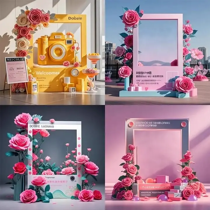 

Outdoor giant EVA simulation flower creative photo frame Mei Chen Internet celebrity clock in landscaping arrangement wedding ba