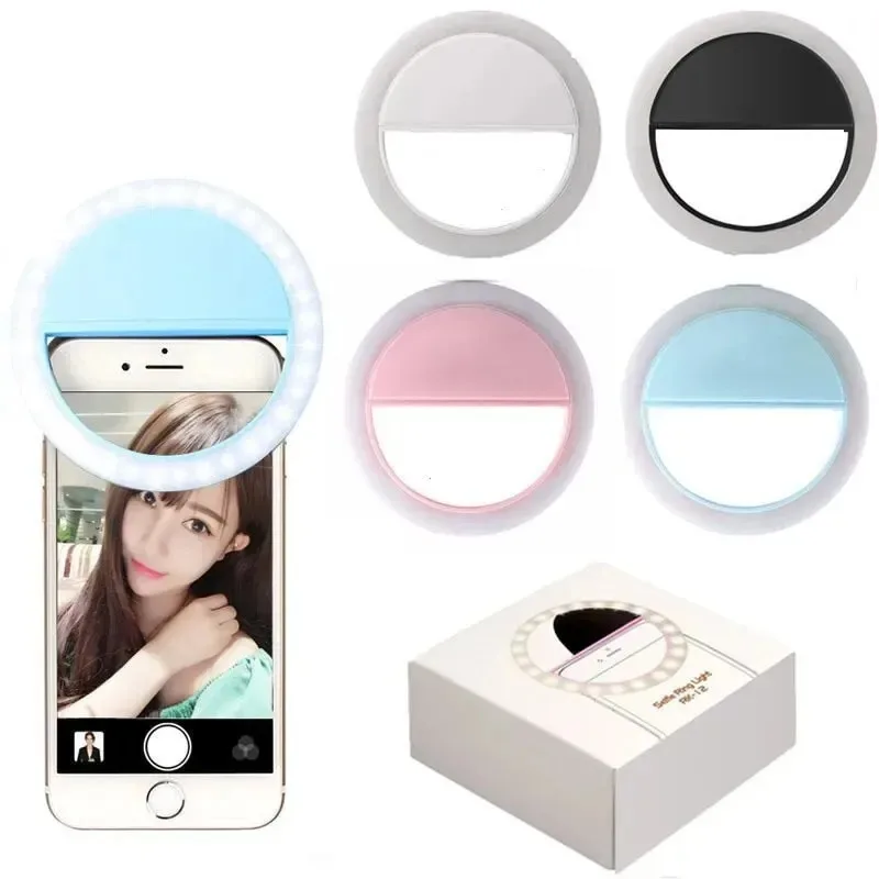 Anillo de Luz LED con Clip para Selfies, Luz de Relleno para Teléfono con Brillo Ajustable para Selfies, Videos y Transmisiones en Vivo