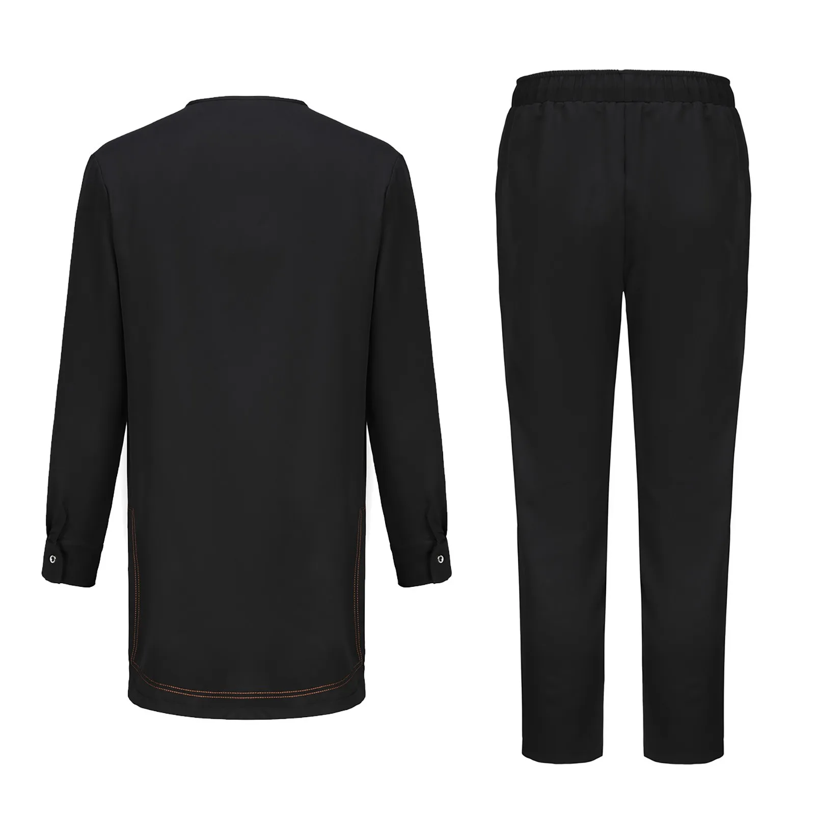 2 قطعة مجموعة الرجال التطريز مسلم الجلباب فستان أطفال مع سروال داخلي موضة كم طويل جيب جوبا ثوب رمضان الملابس الإسلامية الجلابة