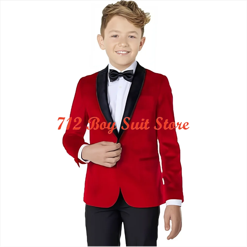 

Velvet Suit for Boys Wedding Tuxedo 2-Piece Set Shawl Collar Jacket Pants Kids Party Blazer Set For 2-16 Years