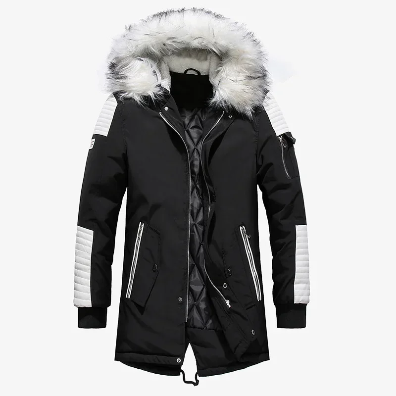 Mens New Fashion Parkas Thicken Jacket Parka Man Parkas Hooded Winter Windproof Male Thick Warm Coat Plus Size Men Hooded Coat