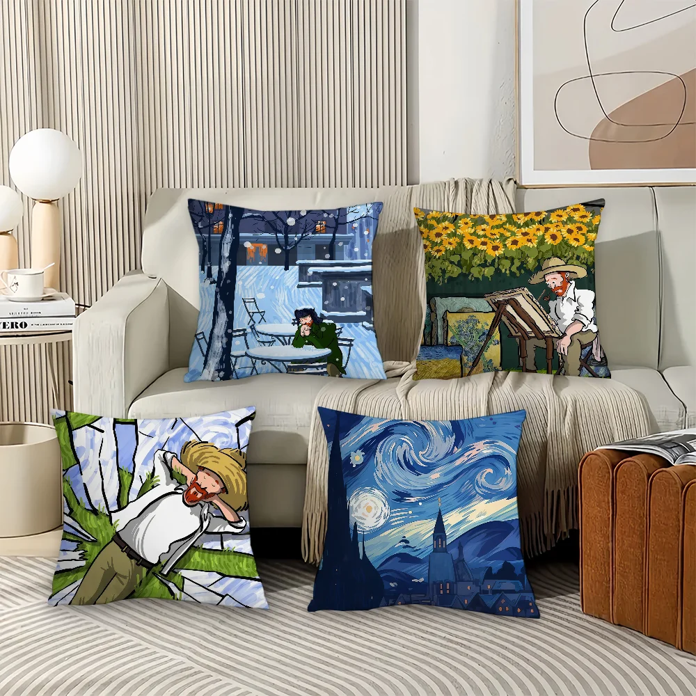 

Fashion print V-Van gogh Pillow Case Office Cushions Suitable For Sofa Car Bedroom Decorative Cushion Cover