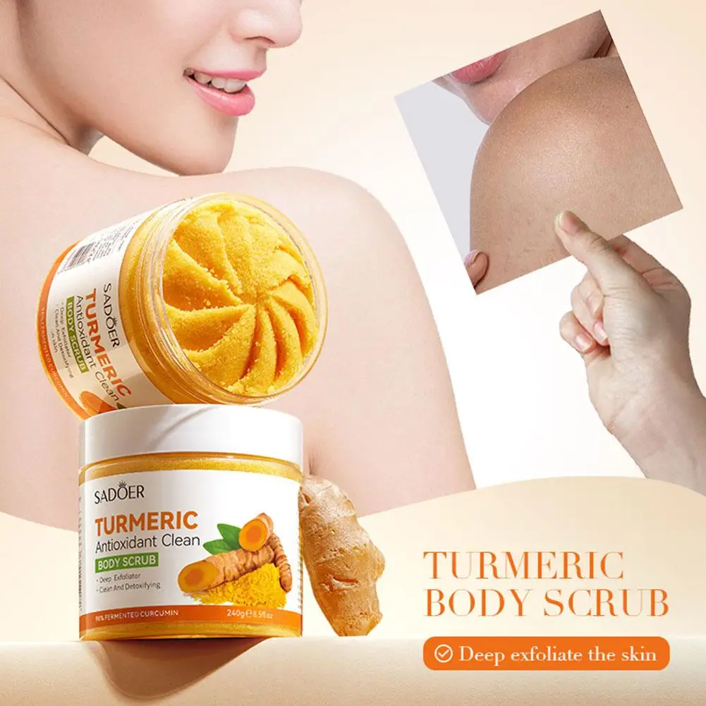 

Turmeric Brightening Scrub Deep Cleansing Exfoliating Body Skin Moisturizing Smoothing Salt Scrub Hydrating Care F9L1