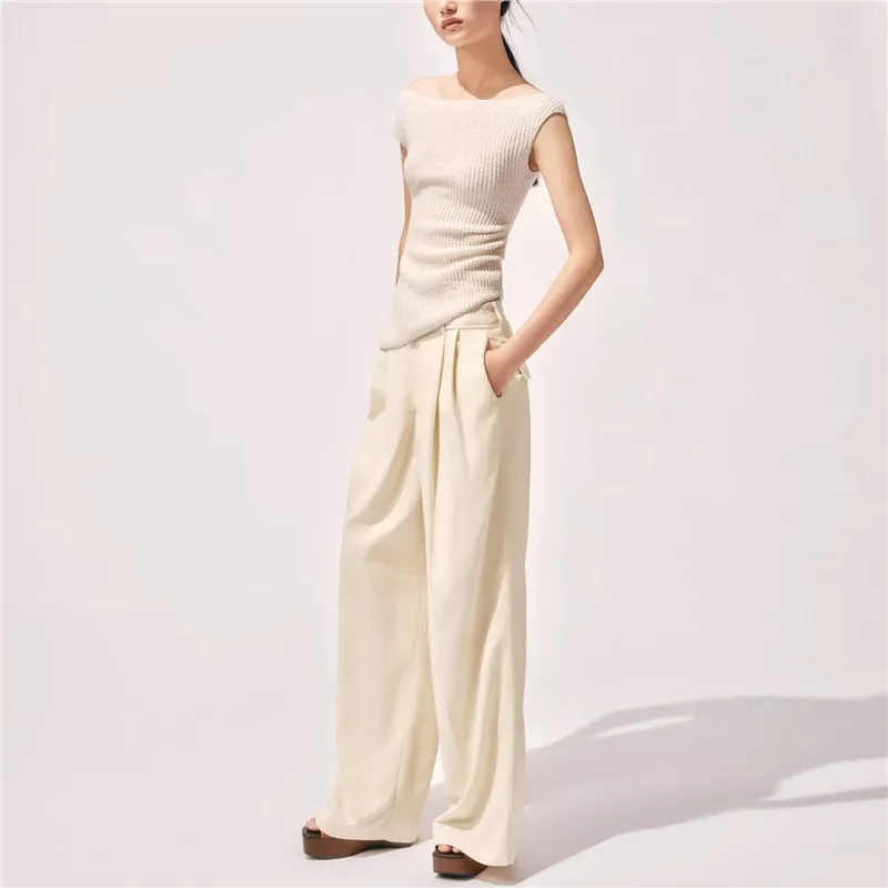 비대칭 라운드 네스벨 플리츠 텍스처 탑 여성 플러스 사이즈 패셔너블 캐주얼 여름 봄 가을 겨울 탑