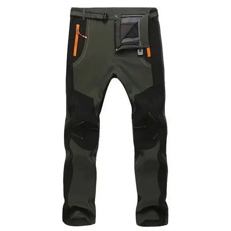 New Winter Outwear Men Thick Warm Waterproof Windbreaker Trousers Male Inner Fleece Soft Shell Sportswear Thermal Pants