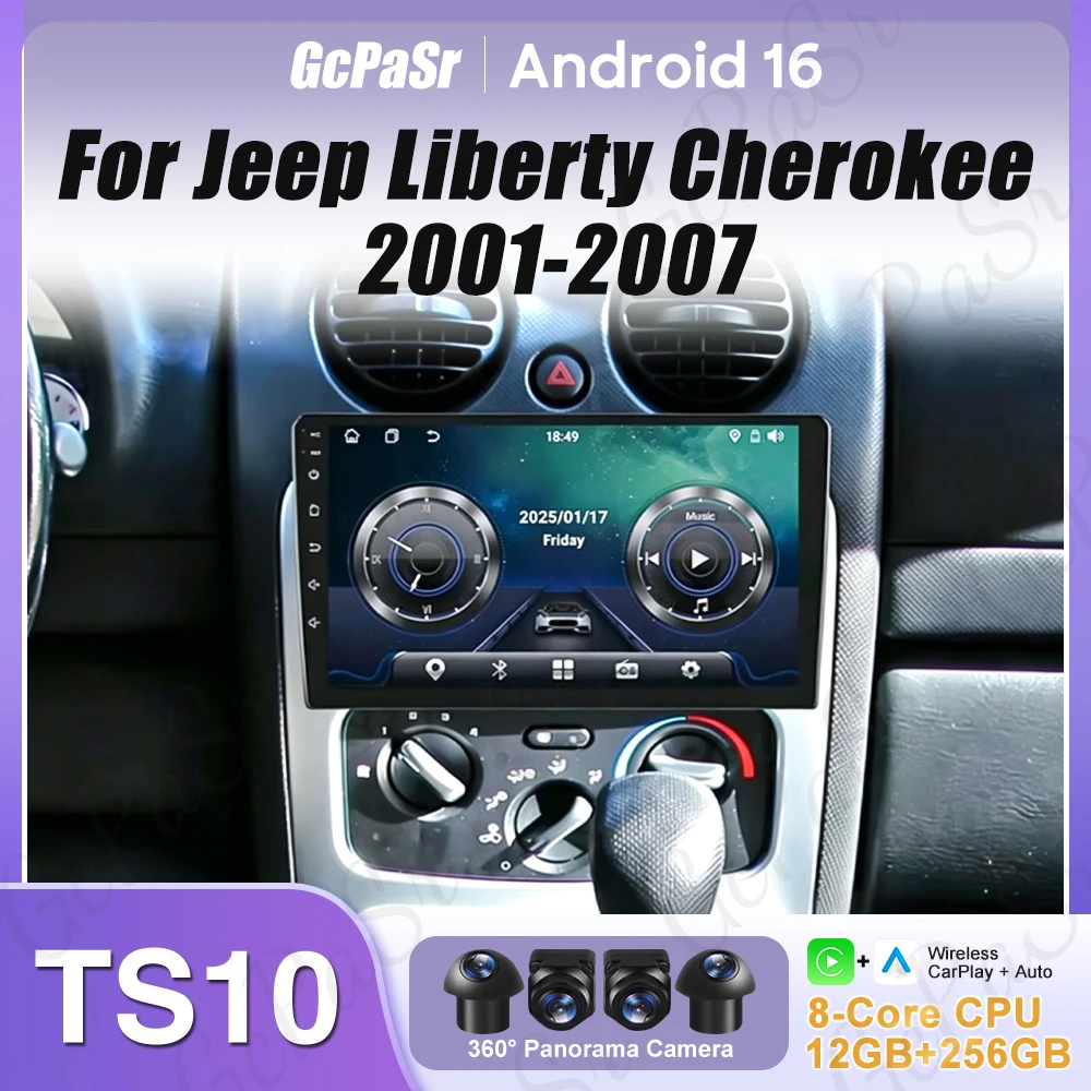 Android Auto For Jeep Liberty Cherokee 2001-2007 GPS Navigation Car Radio Car Intelligent Systems Carplay Video BT 5G Wifi DVD