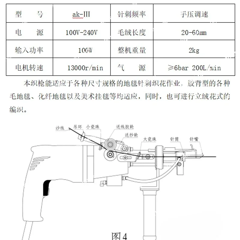 [Professional Equipment] AK3 Pneumatic Tufting Gun, Carpet Weaving Gun, Plush AK-III