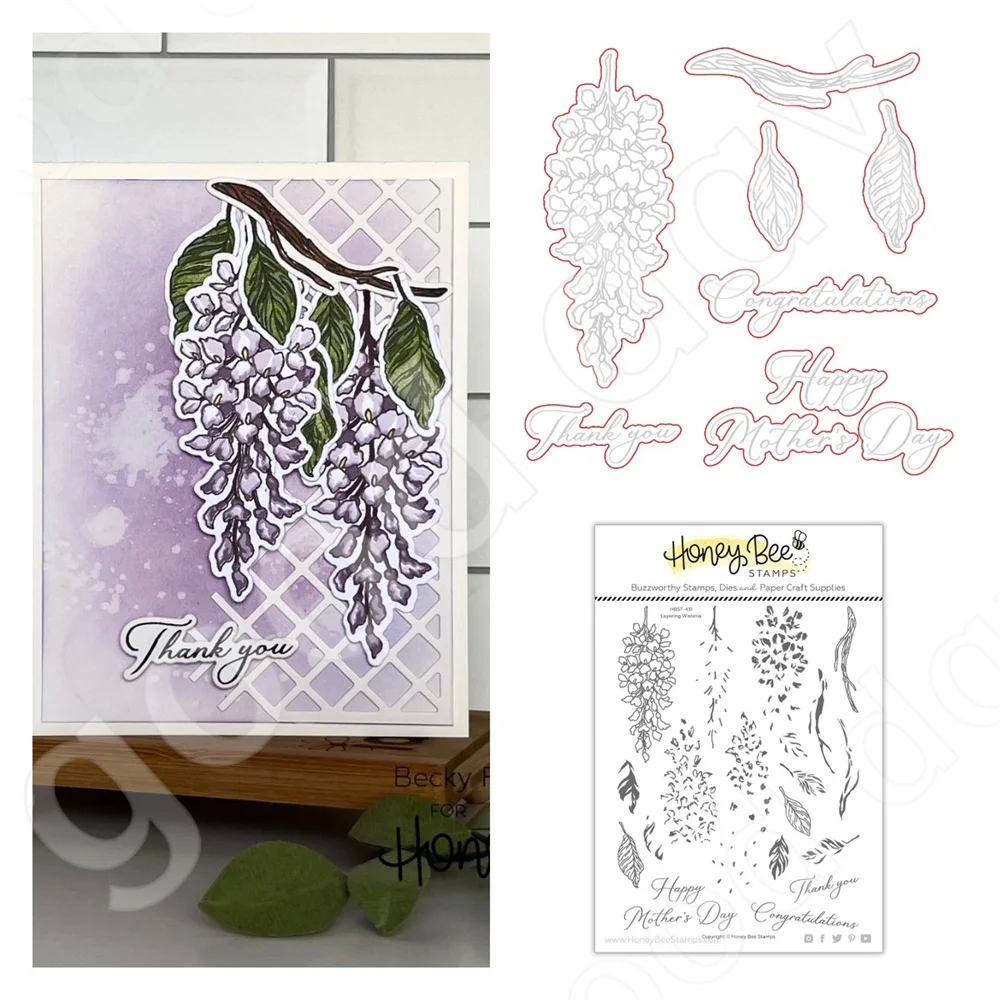 2022 Arrival New Layering Wisteria Cutting Dies Stamps Scrapbook Used for Diary Decoration Template Diy Greeting Card Handmade