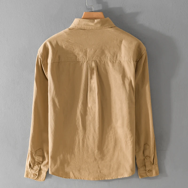 Men's Casual Pure Cotton Long-Sleeved Shirts Loose Fit Basic Tops Solid Color Comfortable Blouse for Youth Shirts 7 Colors M-3XL