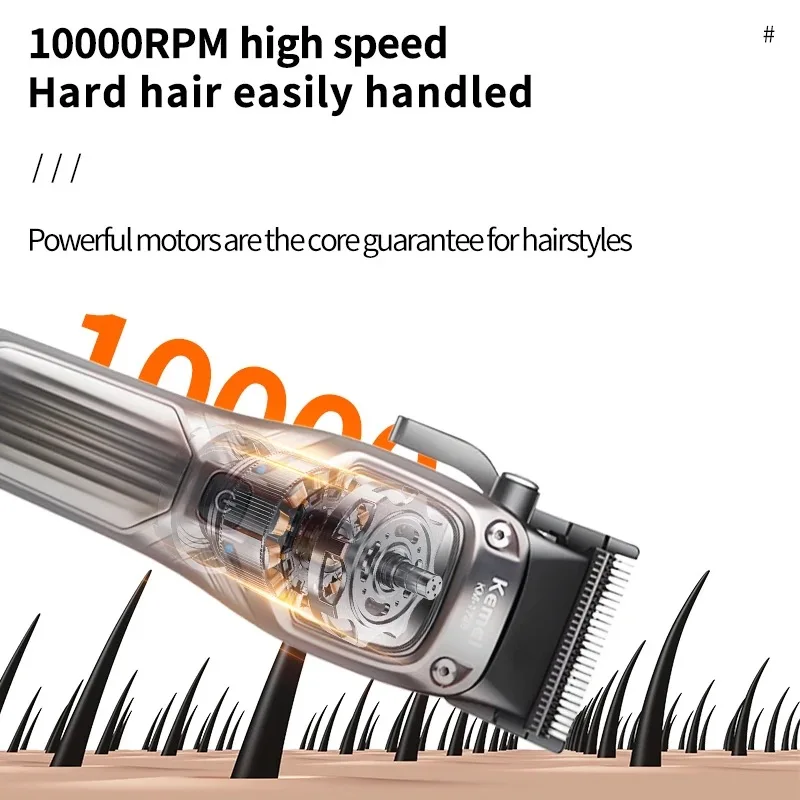 Kemei 1726 مقص الشعر المهنية اللاسلكي المتقلب DLC شفرة 10000 دورة في الدقيقة 12 واط المغناطيسي ناقلات موتور آلة قطع الشعر للرجال